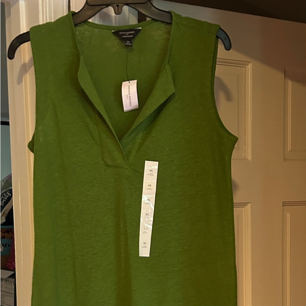 Banana Republic Green Sleeveless Top- linen/poly blend NWT - Picture 4 of 5